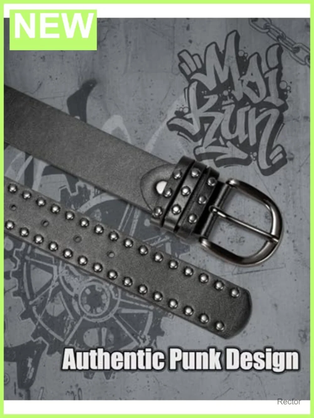 Women's Punk Studded PU Leather Belt, 12 Holes, Grunge Accessory